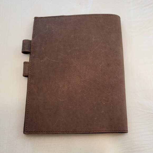 Leather Notebook Cover Floral Heart Natural Distressed Patina - Picture 2 of 14